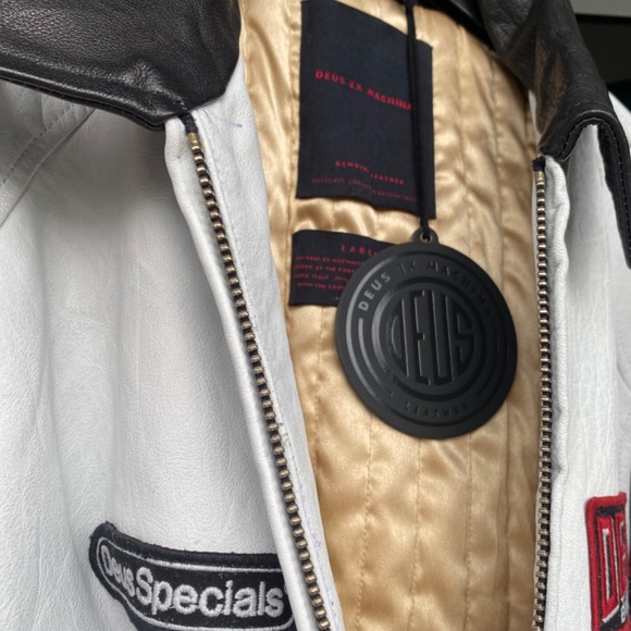 DEUS EX MACHINA THE RACER LEATHER JACKET - VINTAGE WHITE - Picture 7 of 11